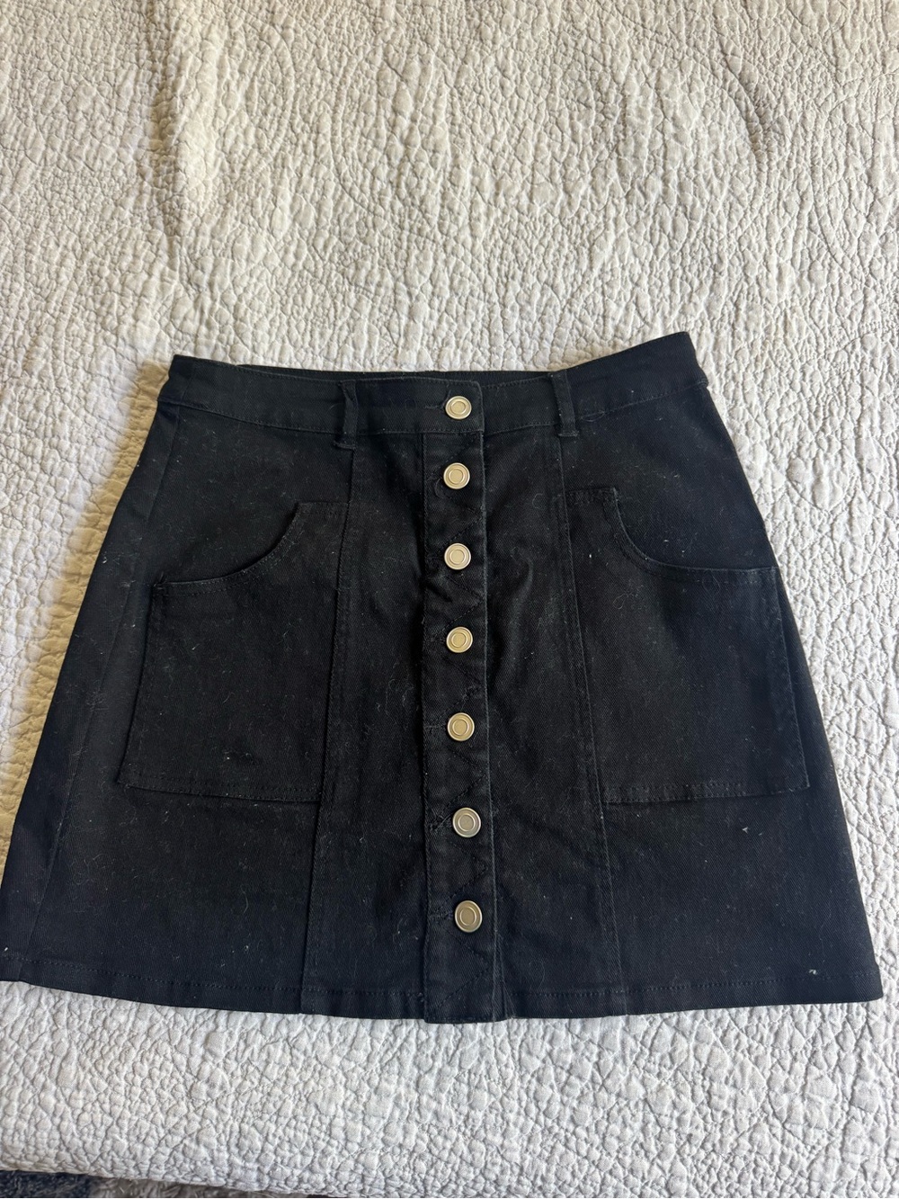 ALTAR’D STATE Black Button-Front A-Line Skirt